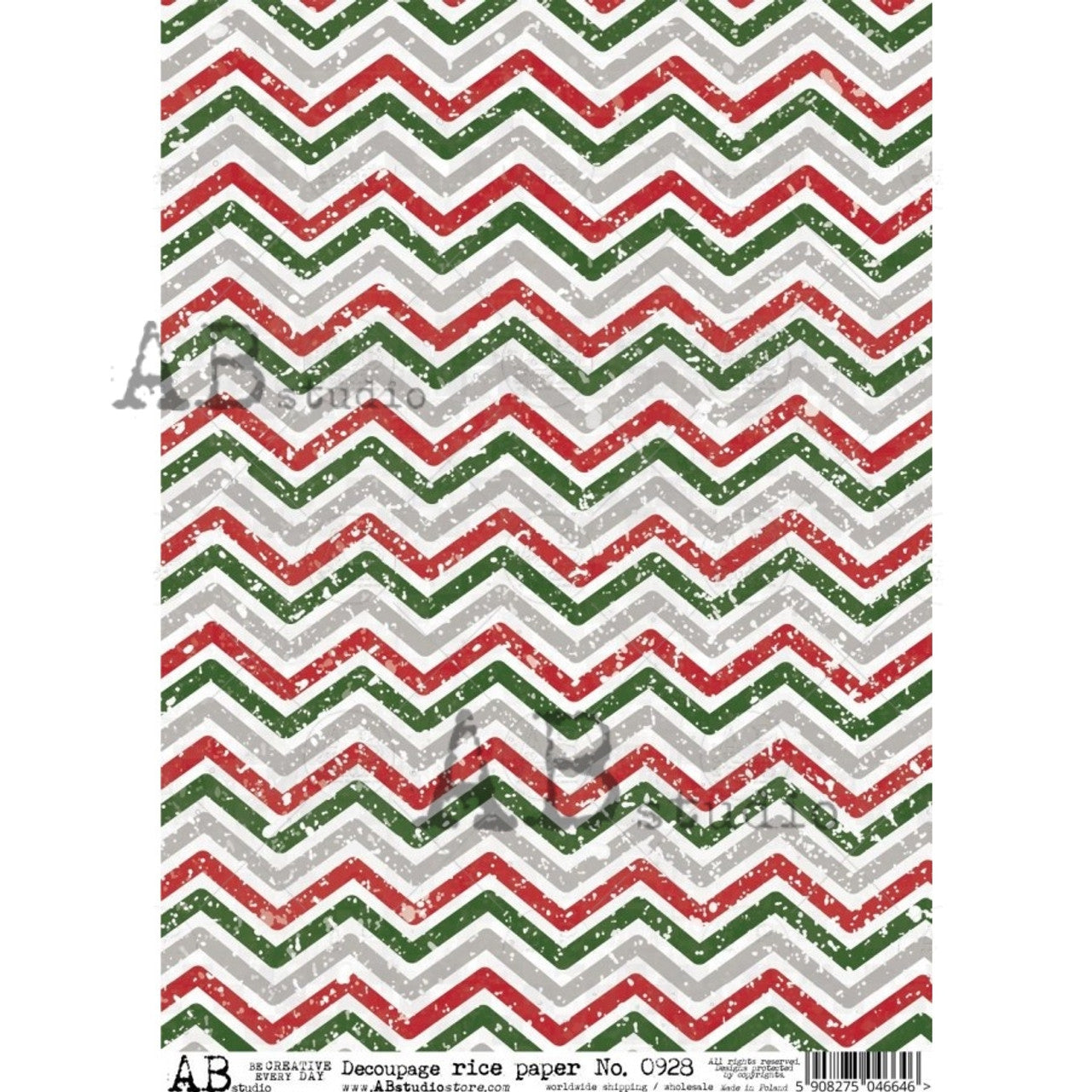 AB Studios Christmas Chevron Rice Paper A4 0928