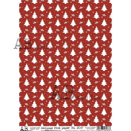 AB Studios Red Christmas Tree Pattern Rice Paper