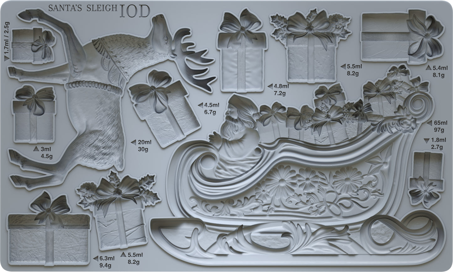 IOD Holiday Release Santa's Sleigh,Mould, 6x10