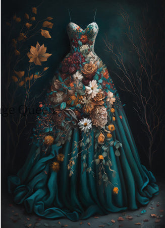 Decoupage Queen Autumn Gowns Rice Paper (AI Assisted)