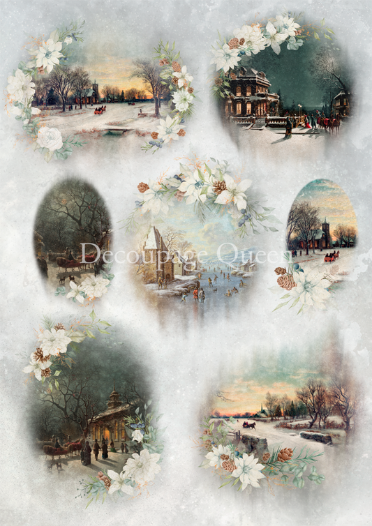 Decoupage Queen Dainty and the Queen Winter Scenes