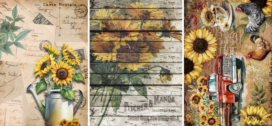 Decoupage Queen Sunflower Journaling Cards Rice Paper