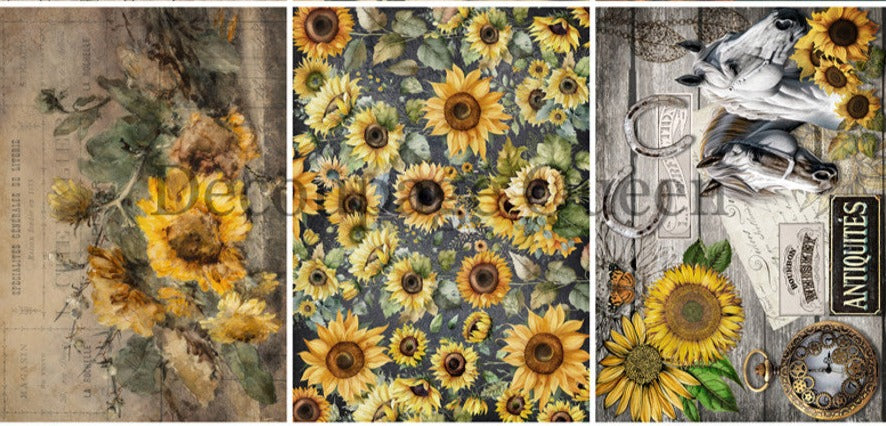 Decoupage Queen Sunflower Journaling Cards Rice Paper