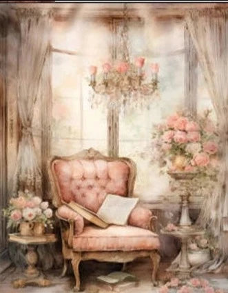 LaBlanche, Faded Flowers, Dressmaker and Chair, No 5, A4 plus, Rice Paper,