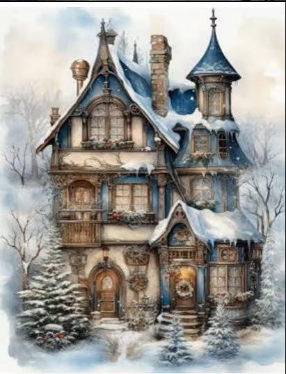 Copy of Limited Edition, LaBlanche, Blue Christmas House, no 6 A4 plus, Rice Paper