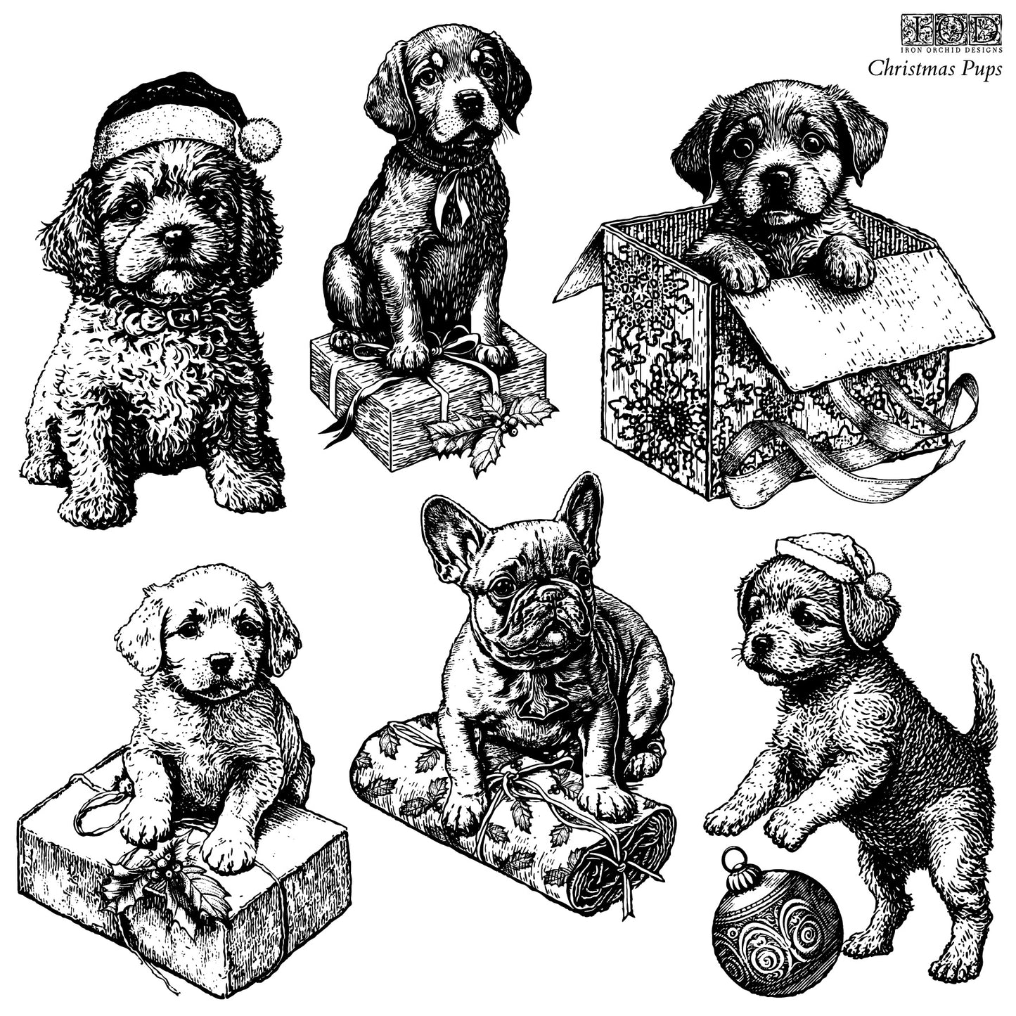 Christmas Pups Stamp Set by IOD Limited Edition