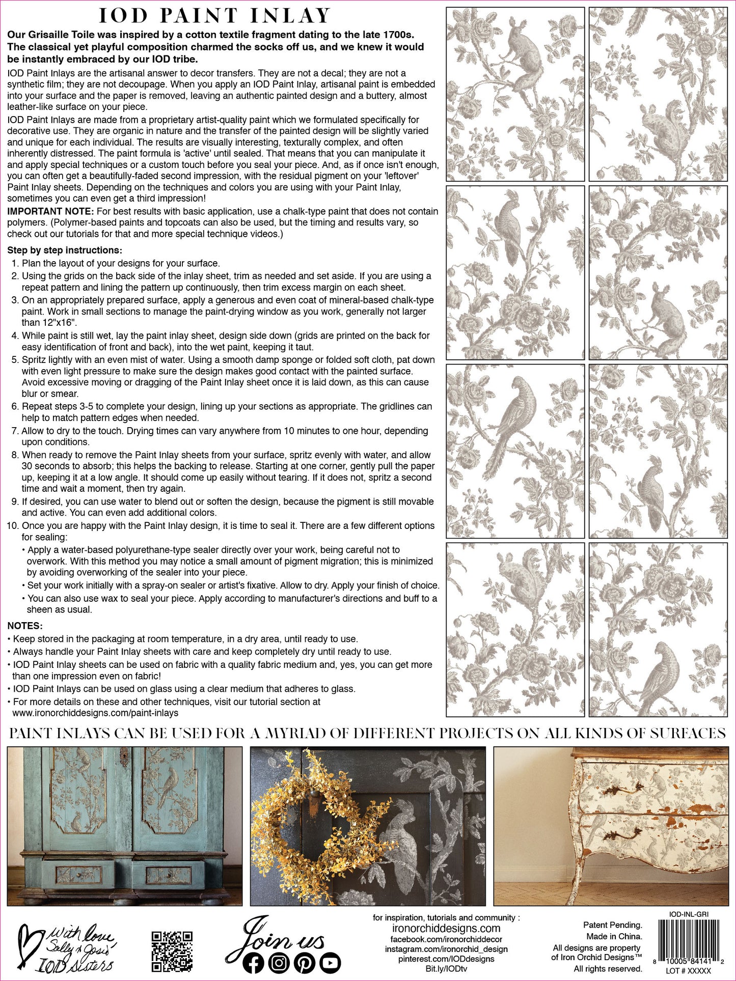 Grisaille Toile, Paint InLay By IOD