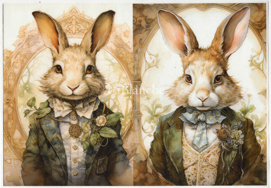 LaBlanche Easter #3 Dressed Up Bunny 2 Pack A4 Rice Paper