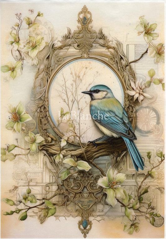 LaBlanche Easter #4 Blue Bird in a Frame A4 Rice PaperA4 plus