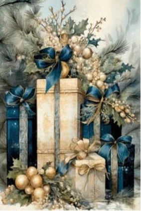 Limited Edition, LaBlanche, Blue Christmas Gifts 6 A4 plus, Rice Paper