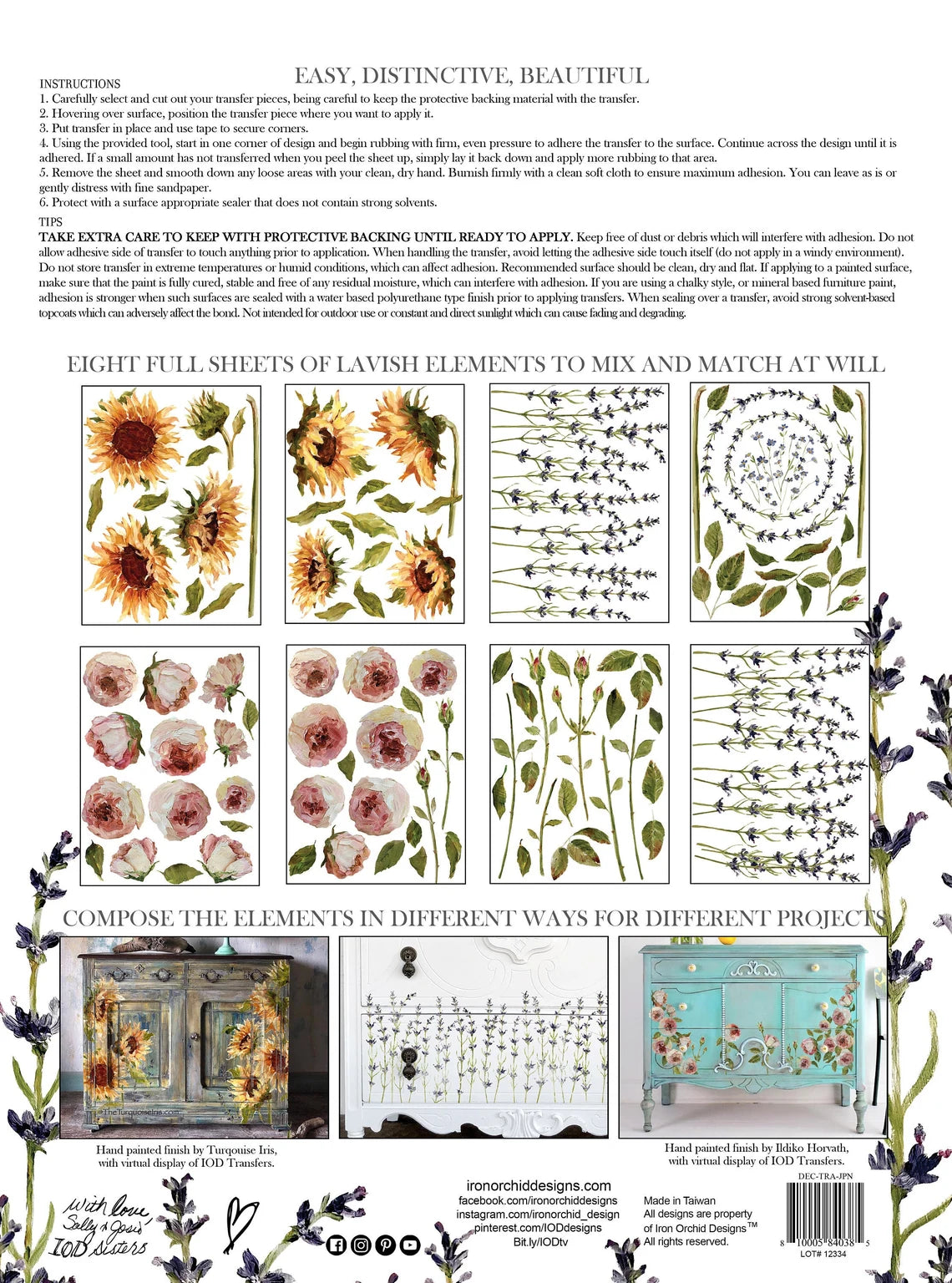 Painterly Florals Transfer, 8 page Transfer By IOD