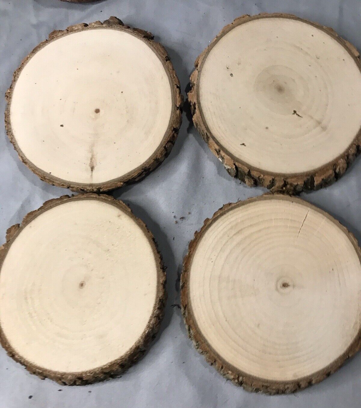 4 Unsealed Raw Pine Wood Rounds Hand Crafted Rough Cut Wood Primitive