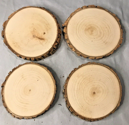 4 Unsealed Raw Pine Wood Rounds Hand Crafted Rough Cut Wood Primitive