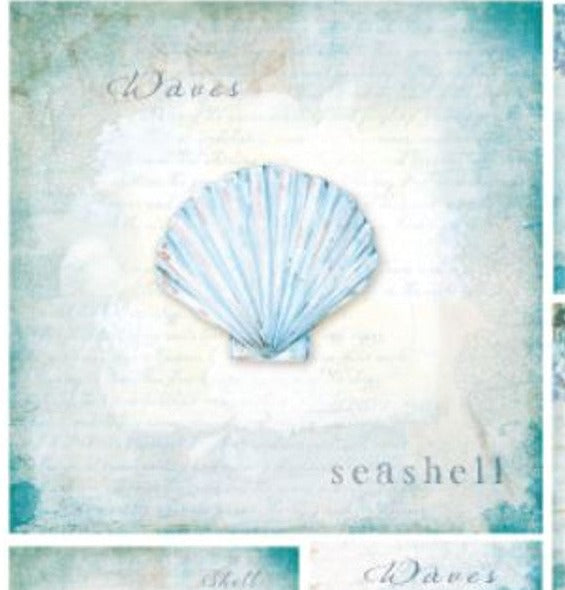 Calambour Hydrangea & Seashells Coastal Rice Paper A3 plus