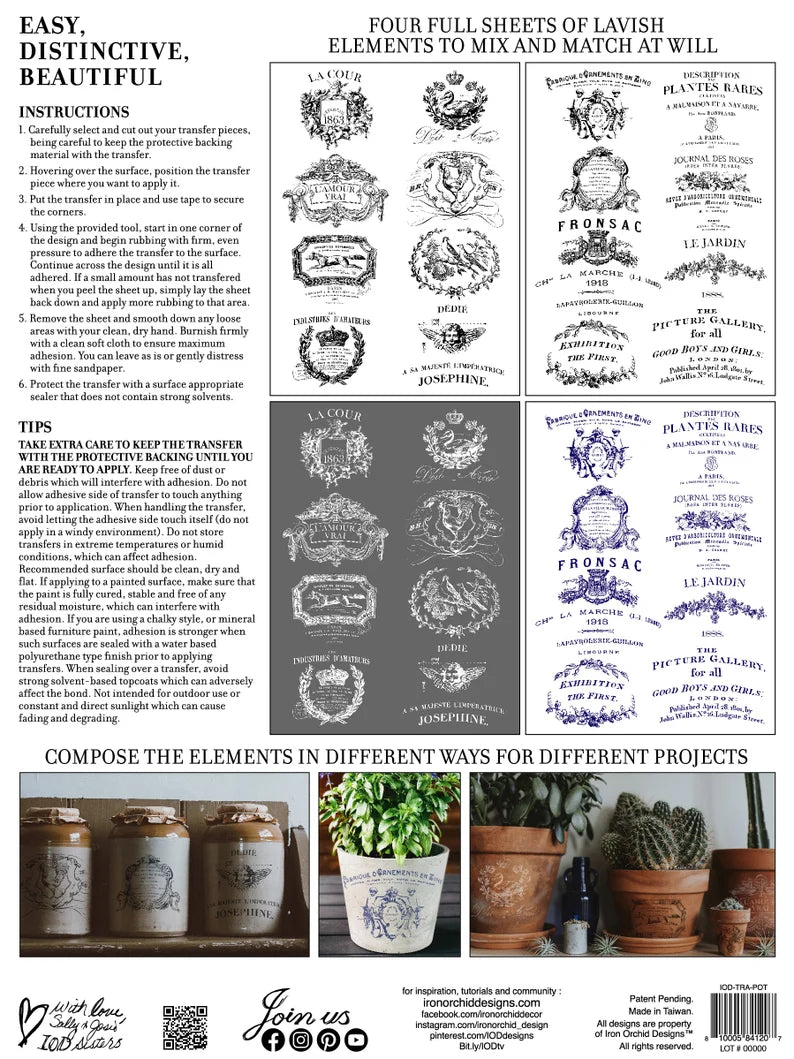 Traditional Pots 4 page Transfer  By IOD