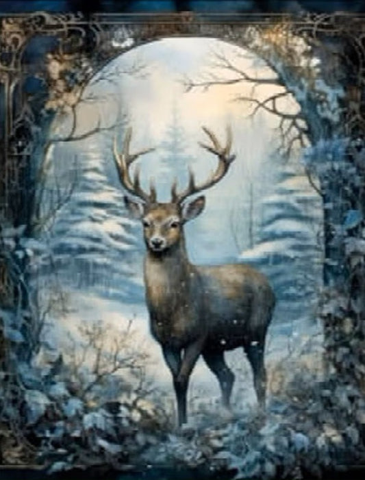 Limited Edition, LaBlanche, Blue Christmas Tree and Buck, no4, A4 plus, Rice Paper